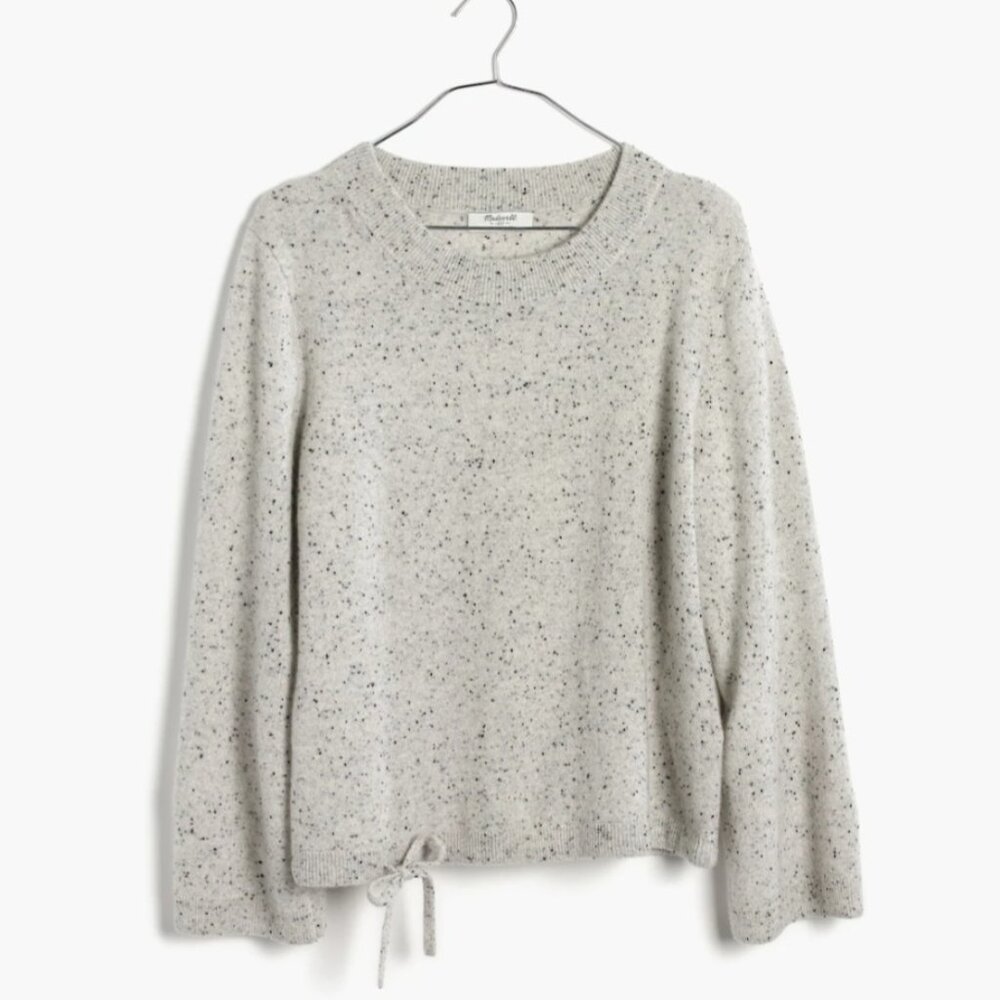 EUC Madewell Flare-Sleeve Crop Sweater 100% Cashmere Grey Size L